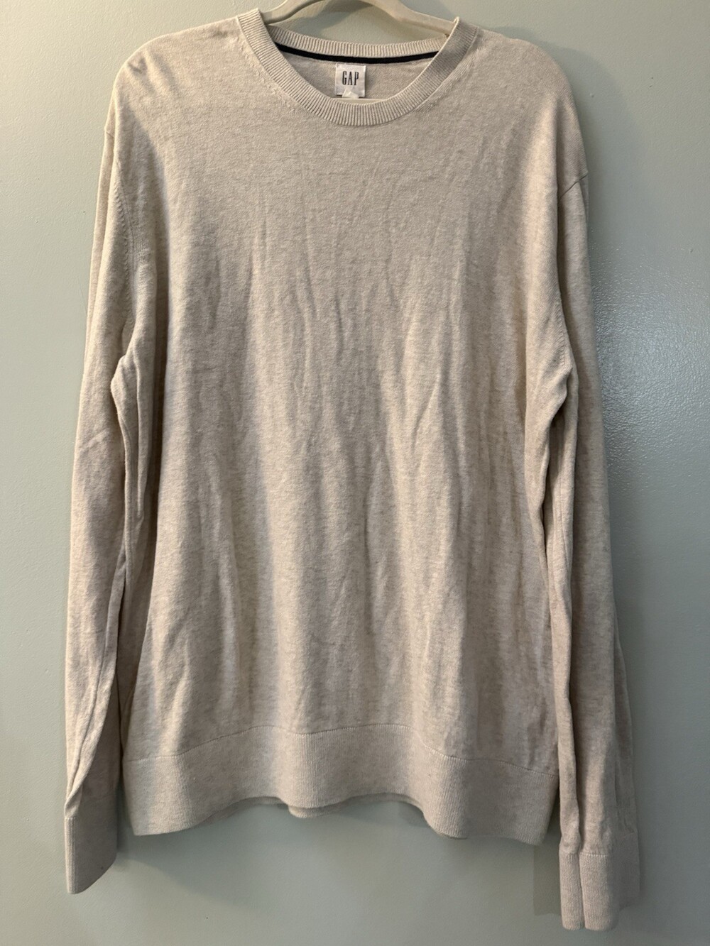 GAP Men's Beige Crew Neck Pullover Sweater Long Sleeve XL